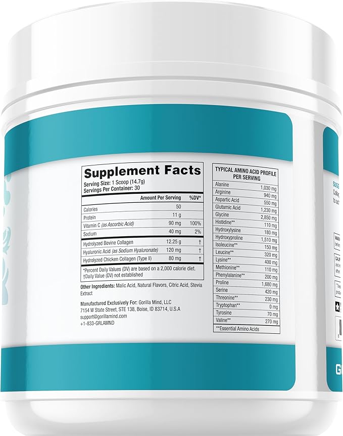 Gorilla Mind Collagen Peptides Powder 441g (Piña