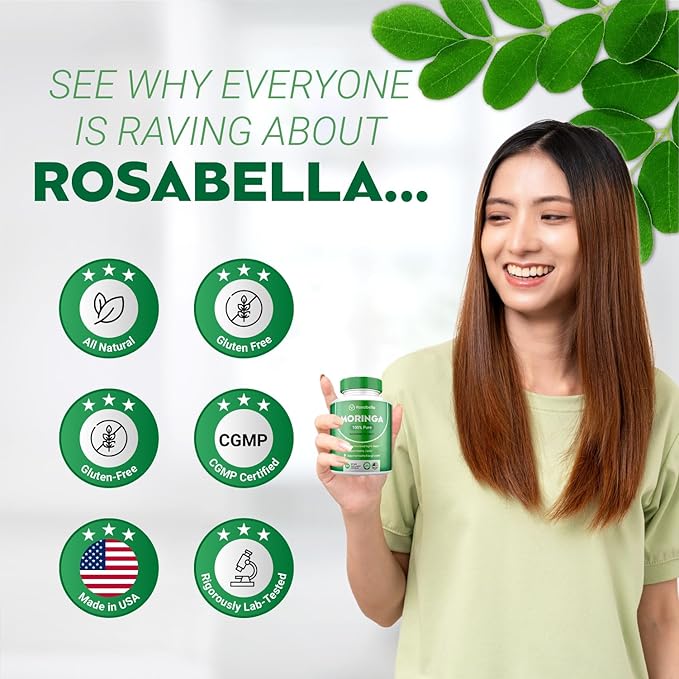Moringa Powder Capsules - Pure Nutrient-Rich Moringa Powder - A Natural Green Antioxidant Superfood - Supports Energy, Skin Health, Gut Health+ - w/Essential Vitamins & Amino Acids A1 - Pack of 4