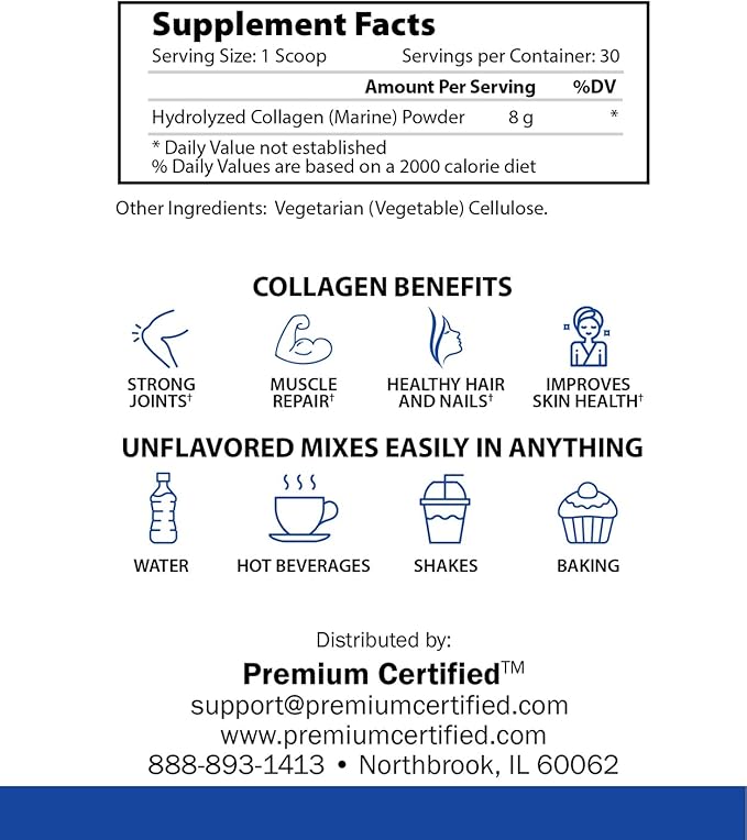 Collagen Powder - Hydrolyzed Pure Marine 30 Scoops 1 Month