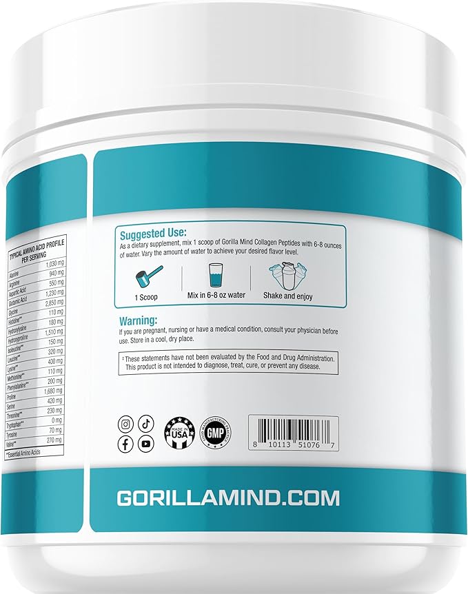Gorilla Mind Collagen Peptides Powder 441g (Piña