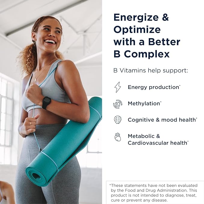 Designs for Health Methylated Vitamin B Complex B12 Vitamins, B1, B3, B3, Niacin, B6, Folate (60 Capsules)