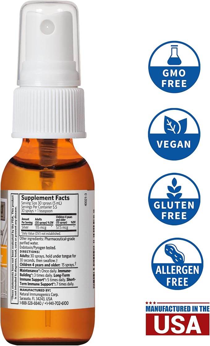 Argentyn 23 Professional Bio-Active Silver Hydrosol for Immune Support, Colloidal Silver, 23ppm, 1oz (29mL) Fine Mist Spray