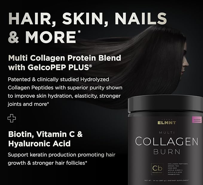 ELMNT Super Collagen Burn for Women KSM66, Biotin+