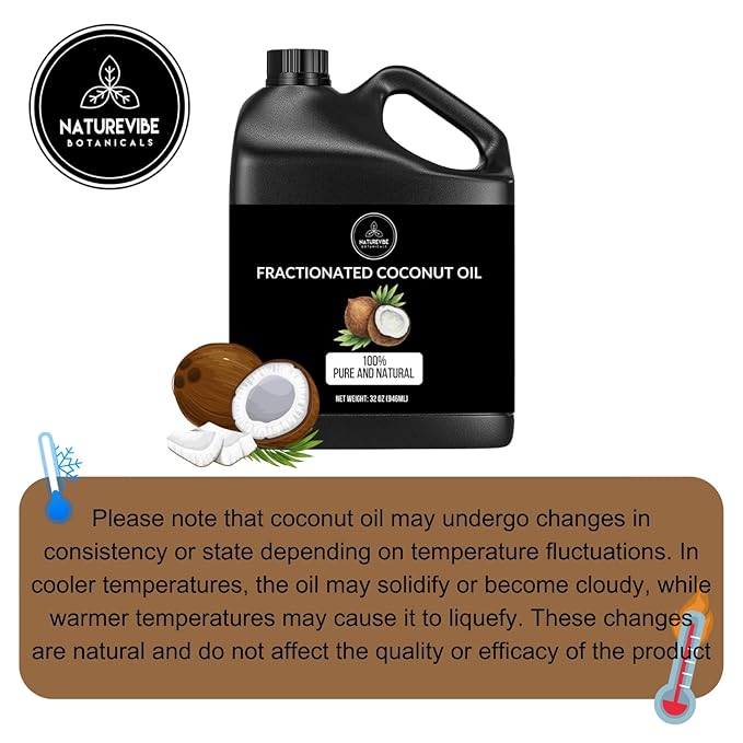 Naturevibe Botanicals Fractionated Coconut Oil 32 Ounces 100% Pure
