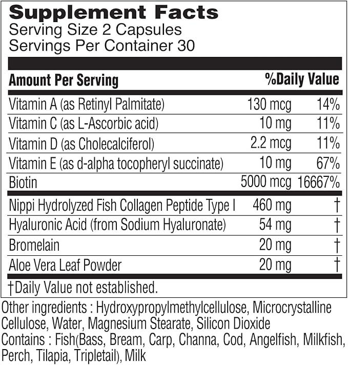 Biotin Collagen Capsules 5000mg, with B7 60 Capsules