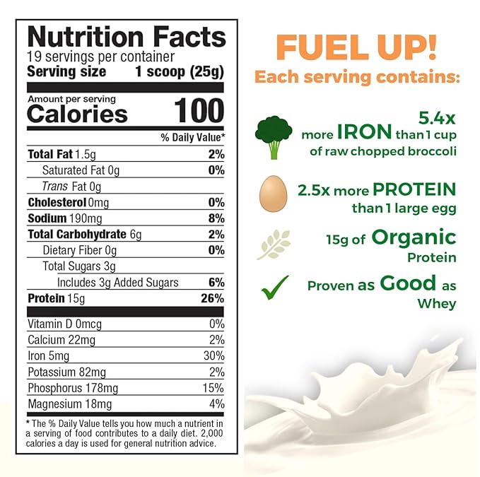 Growing Naturals Vanilla Rice Powder 15g 2.8G BCAA, (2 Pound 1))