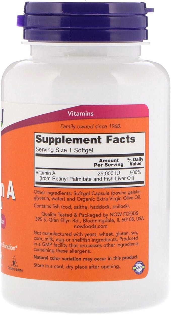 Now Foods Vitamin A, 25000 IU 250 Softgels 2)