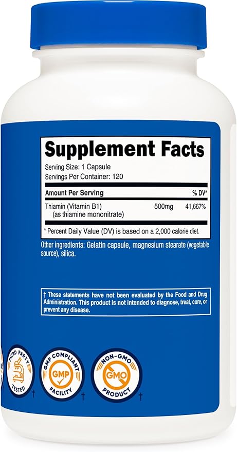 Nutricost Vitamin B1 (Thiamine) 500mg, 120