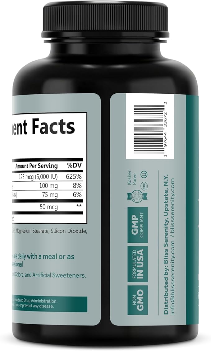Vitamin D3 K2 D3 5000 5000 IU K2 as MK-7, Calcium, 120 Vegcaps, 120 Day
