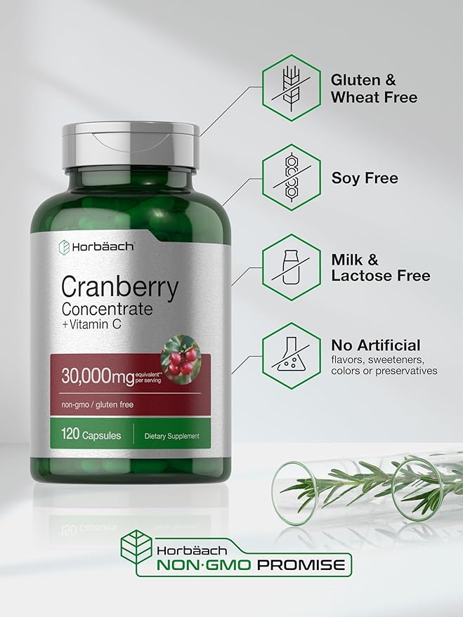 Horbäach Cranberry Concentrate Extract Pills + 30,000mg | 120 Capsules