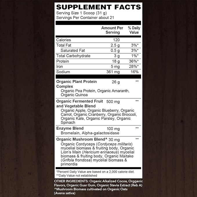 Organic Vegan Protein Powder 18.5 oz, 21 Servings