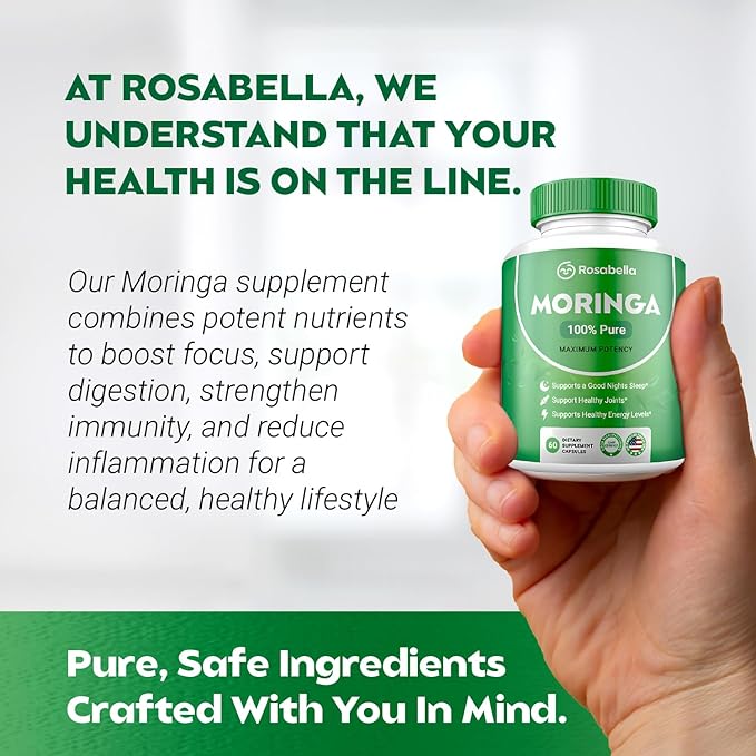 Moringa Powder Capsules - Pure Nutrient-Rich Moringa Powder - A Natural Green Antioxidant Superfood - Supports Energy, Skin Health, Gut Health+ - w/Essential Vitamins & Amino Acids A1 - Pack of 4