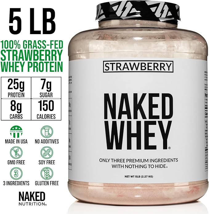 NAKED Strawberry Whey Protein 5lb Bulk, 61 Servings