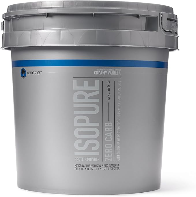 Isopure Zero Carb 100% Pure Whey Isolate Protein Powder, Lactose Free, Gluten Free, With Vitamins, Creamy Vanilla, 25g Protein Per Serving, 7.5 Lbs, 110 Servings