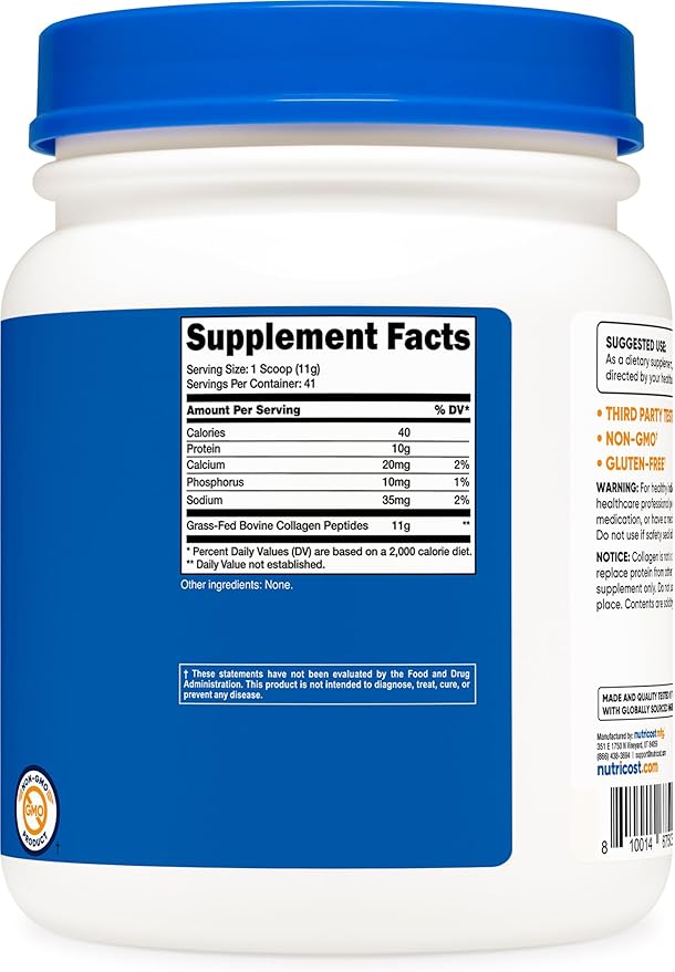 Nutricost Grass-Fed Collagen Powder 1LB (454 G)