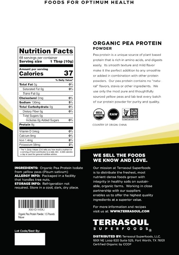Terrasoul Superfoods Organic Pea Protein, 3