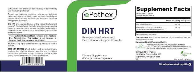 DIM HRT - Estrogen Metabolism + 60 Capsules
