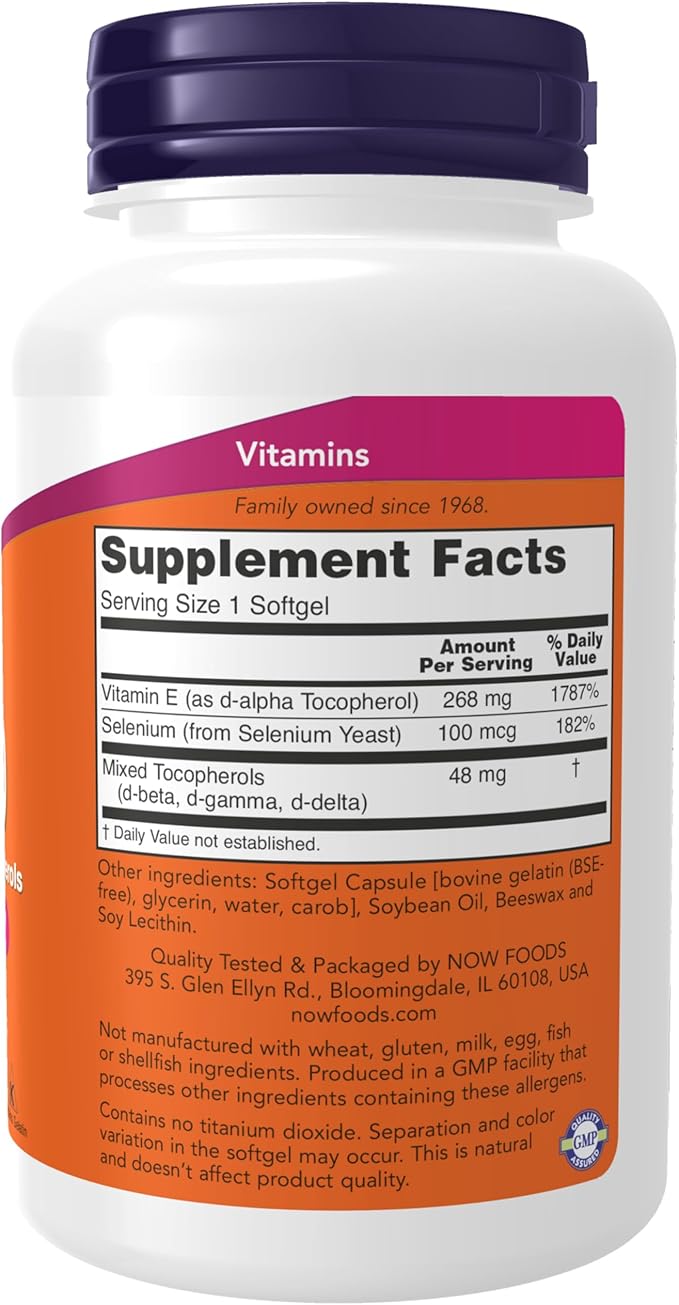 NOW Supplements, Vitamin E-400 IU, Mixed 100 Softgels