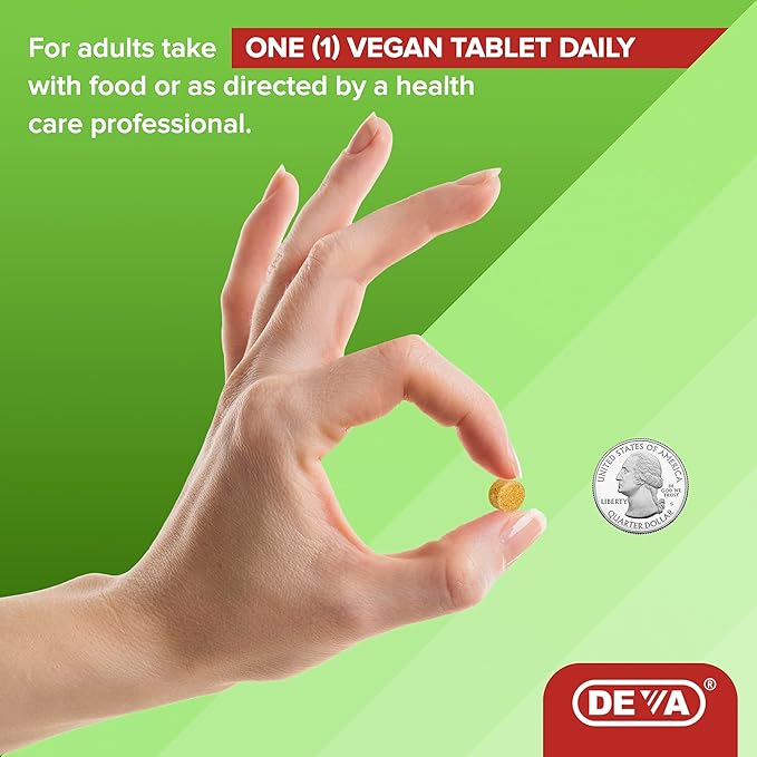 DEVA Tiny Tablets Vegan Multivitamins B12, Vitamin (2 Pack 90 Tablets