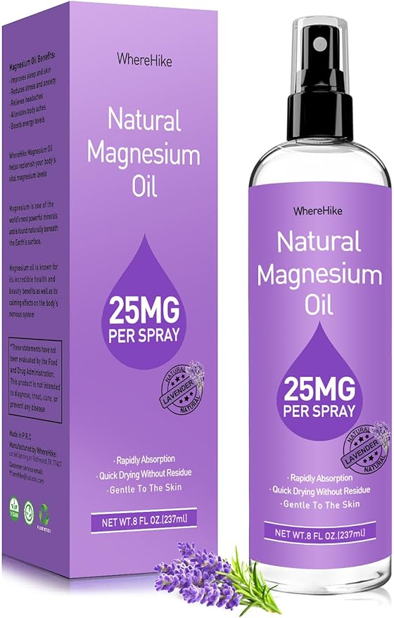 Pure Magnesium Oil Spray for Feet,Ideal Gift for Sleep & Muscle Relaxation,Better Sleep,Rapid Absorption,Quick Drying Without Residue-Lavender
