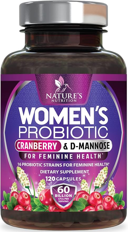 Probiotics for Women 60 Billion CFU & 16 Probiotic Strains with Prebiotics for Digestive Health, Womens Probiotic for Vaginal pH, Urinary & Immune Support with Cranberry, Gluten Free - 120 Capsules