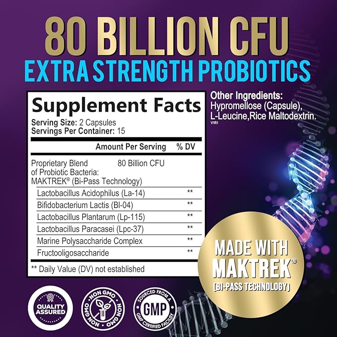 Probiotic Supplement 80 Billion CFU + 30 Capsules
