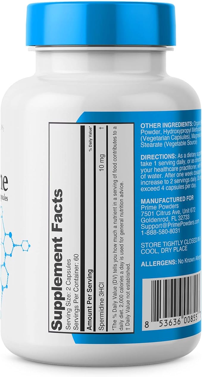 Spermidine Capsules πππ¨π§ππ‘ ππ₯ππ 99% Concentration 100x More Potent Than Wheat Germ Extract for Anti-Aging DNA Telomere Support