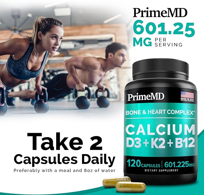 PrimeMD 4-in-1 Calcium Supplement for Women 600mg with D3 K2 K2 5000IU 5000IU Supplement (240 Count)