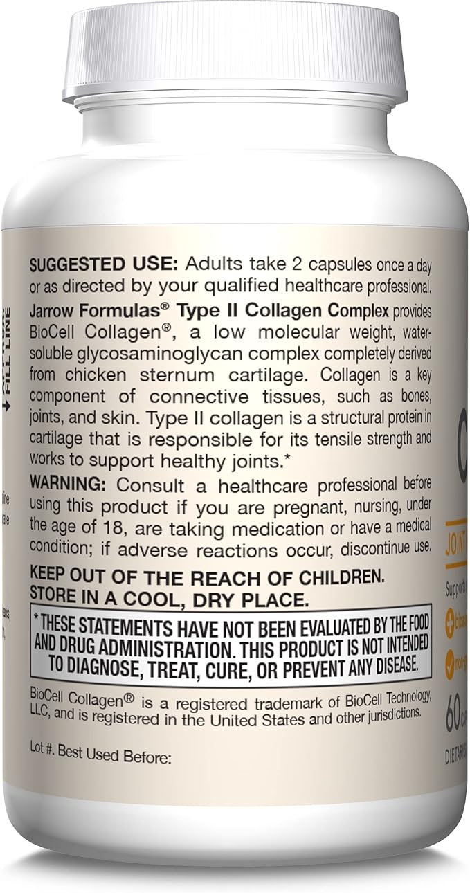 Jarrow Formulas Type II Collagen Complex 1000 mg 60 Capsules, 30 Day