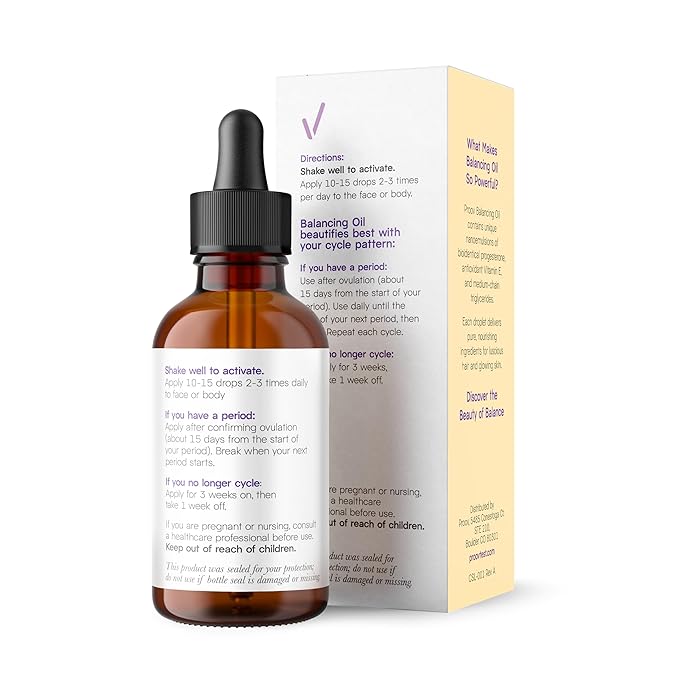 Proov Balancing Oil for Face and Body with 2500 mg bio-identical USP Natural Progesterone, MCT Oil and Vitamin E Oil (and Lemon Oil) l Dry Skin & Menopause Support for Women | 1 Fluid oz/30mL