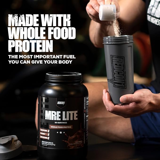 REDCON1 MRE Lite Whole Food Protein Powder, Vanilla - Low Carb & Whey Free Meal Replacement with Animal Protein Blends - Easy to Digest Supplement Made with MCT Oils (20 Servings)
