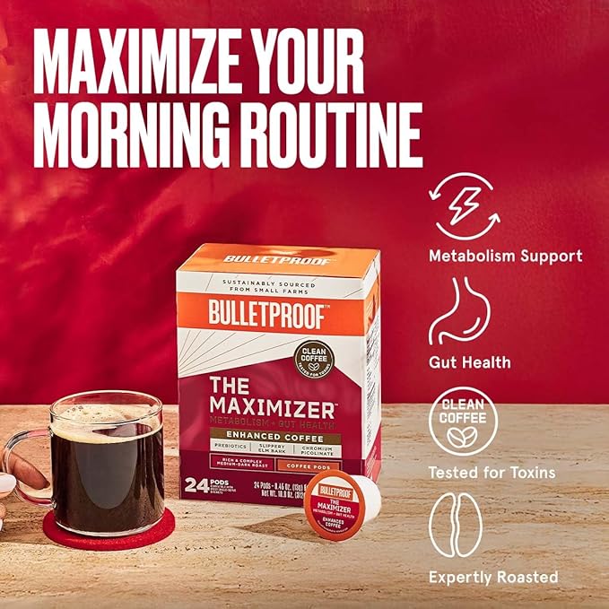 Bulletproof The Maximizer Single-Serve Coffee Pods, 24 Count, Clean Coffee with Metabolism and Gut Health Support