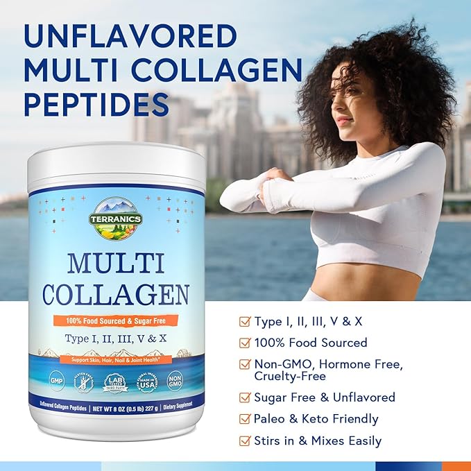 Terranics Multi Collagen Peptides Powder, Type 8oz