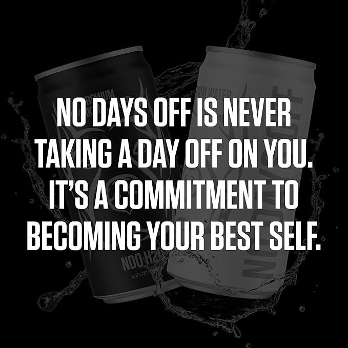 NO DAYS OFF Premium Still Water 8.4oz - Purified Reverse Osmosis Canned Drinking Water with Electrolytes, Alkaline pH Balance & Essential Minerals (Pack of 24)