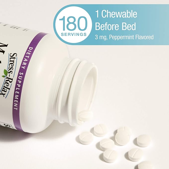 Stress-Relax Melatonin 3 mg by Natural 180 chewable (180 servings),