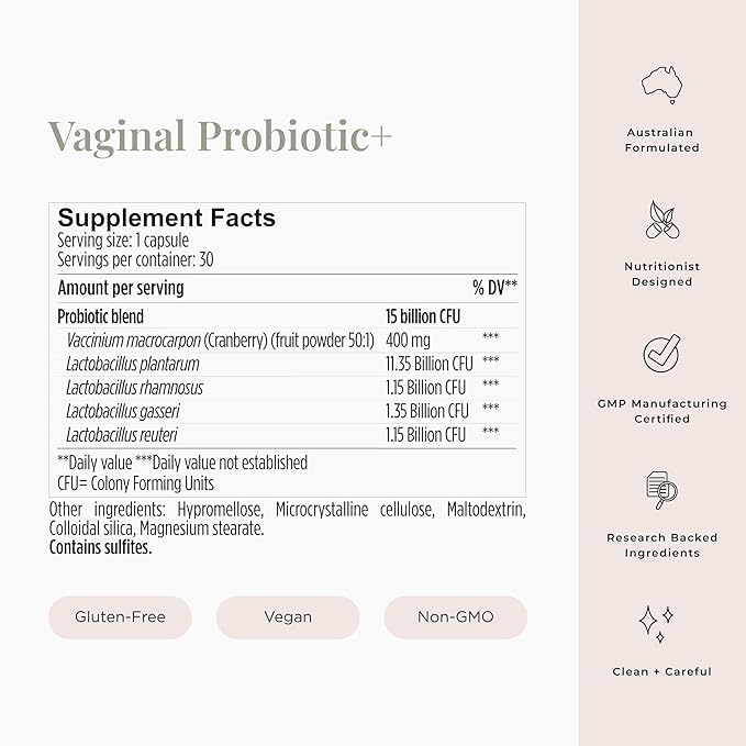 JSHealth Vitamins Vaginal Probiotic Supplement - Supports Urinary and Vaginal Health – Shelf Stable Yeast Infection Treatment for Women (30 Capsules)
