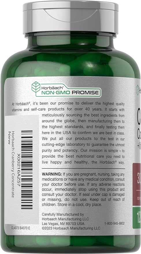 Horbäach Cranberry Concentrate Extract Pills + 30,000mg | 120 Capsules