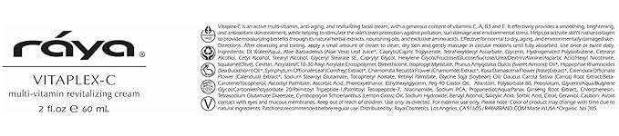 Raya Vitaplex-C Cream (305) | Moisturizing, Multi-Vitamin, Anti-Aging, and Revitalizing Face Cream for Dry, Mature, and Damaged Skin | Tones and Firms | Helps Reduce Fine Lines and Wrinkles