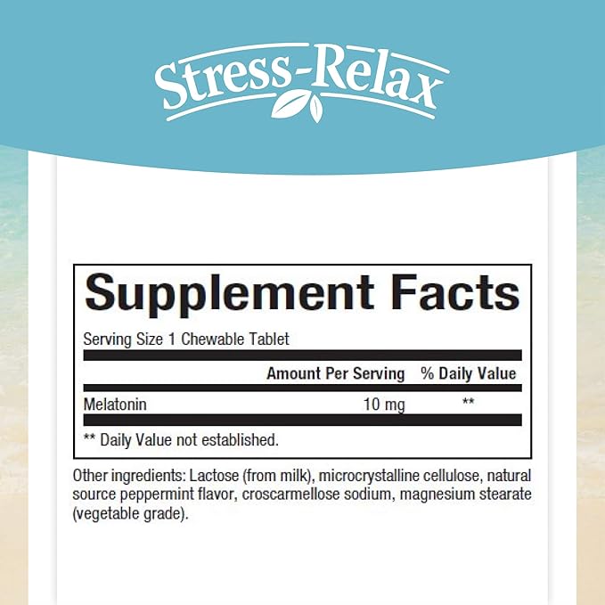 Stress-Relax Melatonin 10 mg by Natural 60 chewable (60 servings),