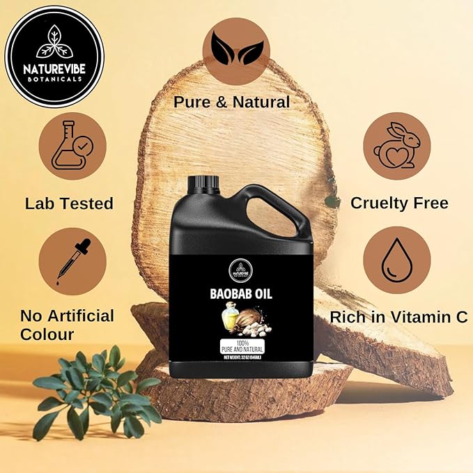 Naturevibe Botanicals Baobab Oil 32 Ounces 100% Pure