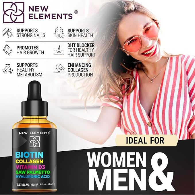 Liquid Biotin Drops with Collagen Vitamin D3 Saw