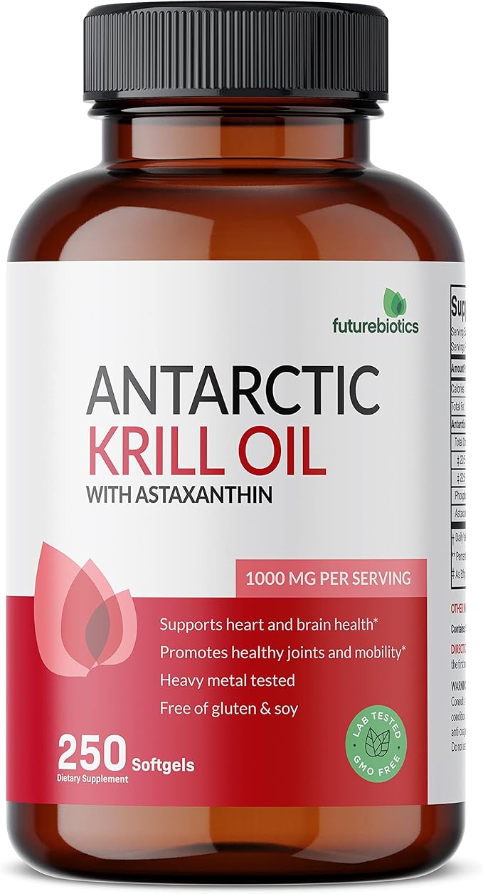 Futurebiotics Antarctic Krill Oil 1000mg Omega-3s EPA, 100% Pure 250 Softgels (125 Servings)