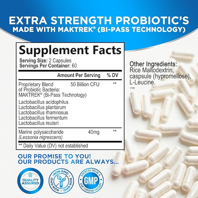 Women Probiotics For Digestive Health With 50 Billion CFU - Multi Strains Womens Probiotic With Acidophilus For Daily Vaginal & Urinary Health Support, Immune Support, Shelf Stable - 120 Capsules