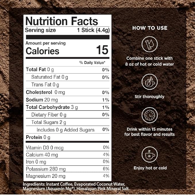 VitaCup Hydration Coffee Packets, The First Coffee That Hydrates You w/Electrolytes, Coconut Water, Pink Himalayan Salt, Magnesium, Medium Roast, Instant Coffee in Single Serve Sticks, 36 Ct