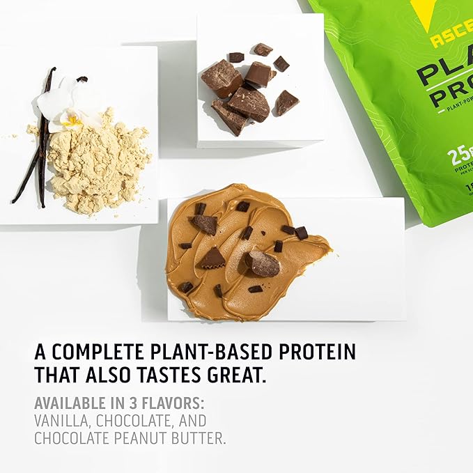 Ascent Plant Based Protein Powder 4g BCAA, 2g Leucine 18 Servings