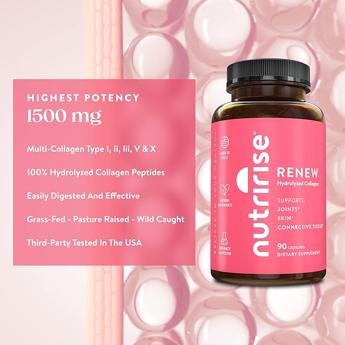 NutriRise Hydrolyzed Collagen Complex, Maximum Strength 1500 mg: 90 Count