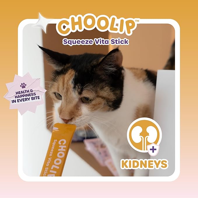 Squeeze Vita Stick Lickable Treats for Dogs & Cats. 49 Kidney support sticks with essential multivitamins. Soft and tasty paste for all life stages, supporting kidney health