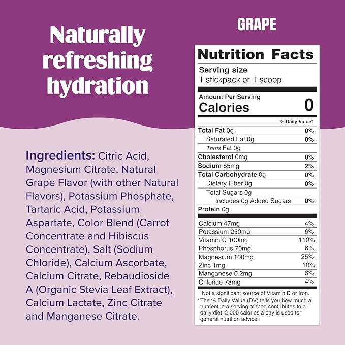 Ultima Replenisher Daily Electrolyte Powder Drink Mix – Grape, 90 Servings – Hydration Powder with 6 Key Electrolytes and Trace Minerals – Keto Friendly, Vegan, Non-GMO and Sugar-Free