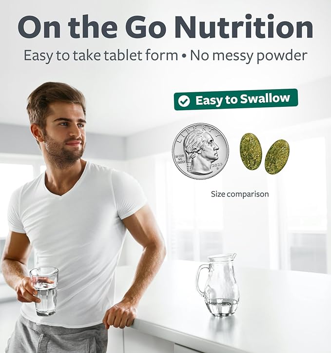 USDA Organic Greens Powder (180 Tablets) Convenient Pills - Complete Superfood Supplement with 28 Fruits & Vegetables - Super Antioxidants, Energy, Gut Health, and Immune Support (No Capsules)