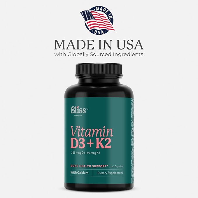 Vitamin D3 K2 D3 5000 5000 IU K2 as MK-7, Calcium, 120 Vegcaps, 120 Day